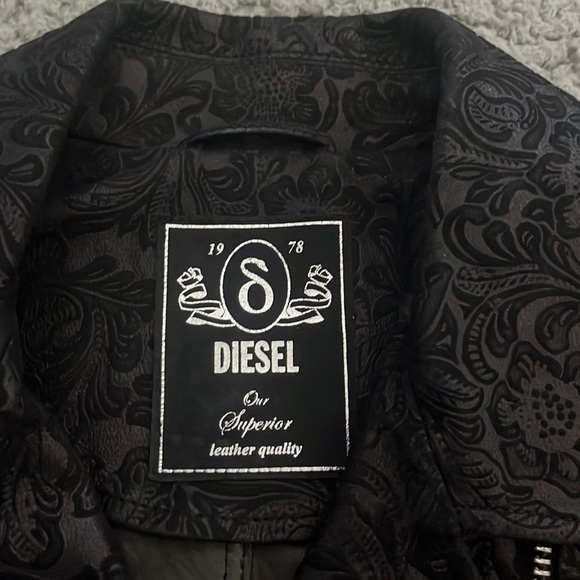 Diesel Black Tooled Leather Motorcycle Vest XS/S New - Picture 3 of 8